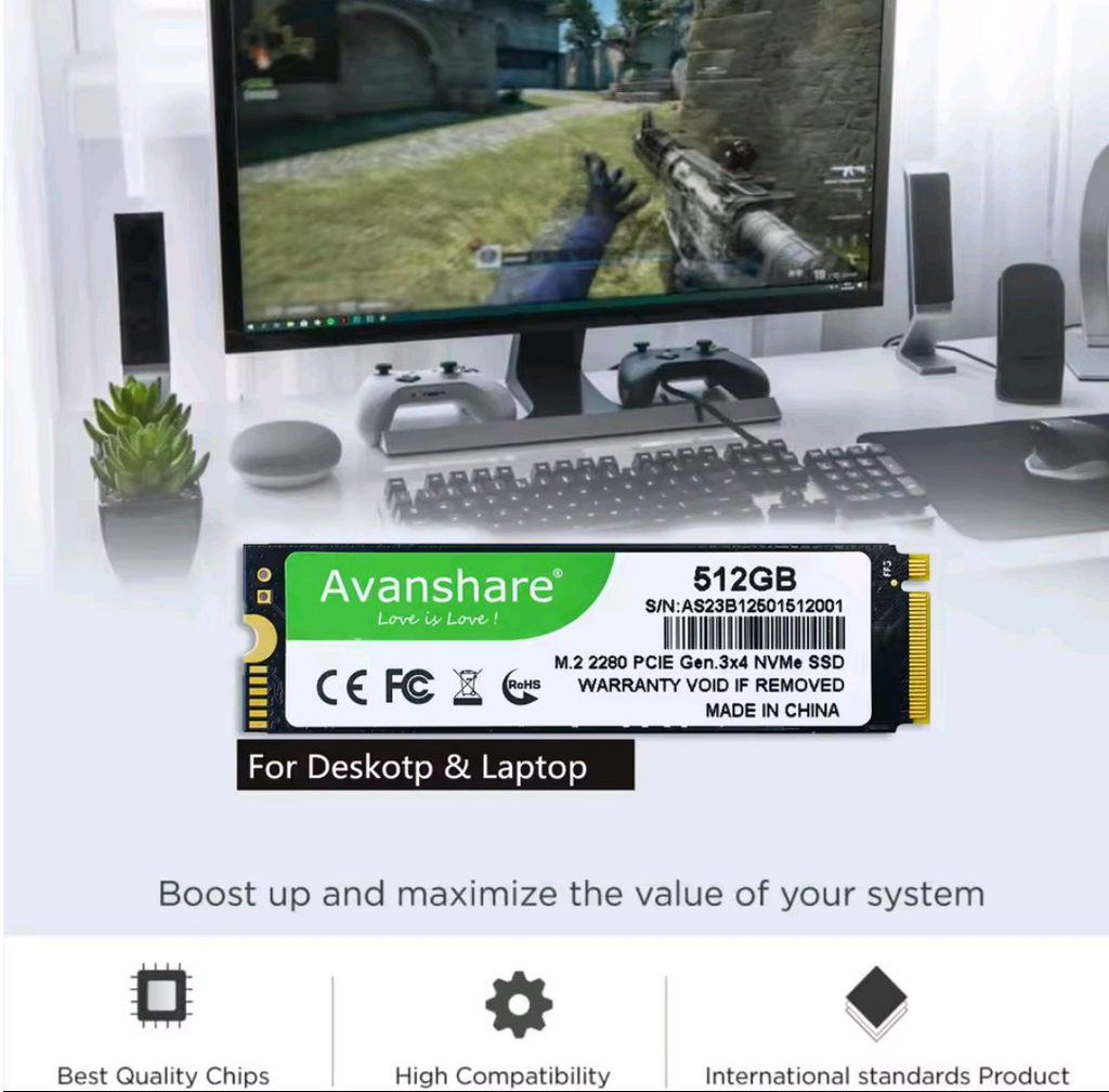 Avanshare M.2 NVMe - Lifetime Warranty - SSD - FOR LAPTOP /DESKTOP