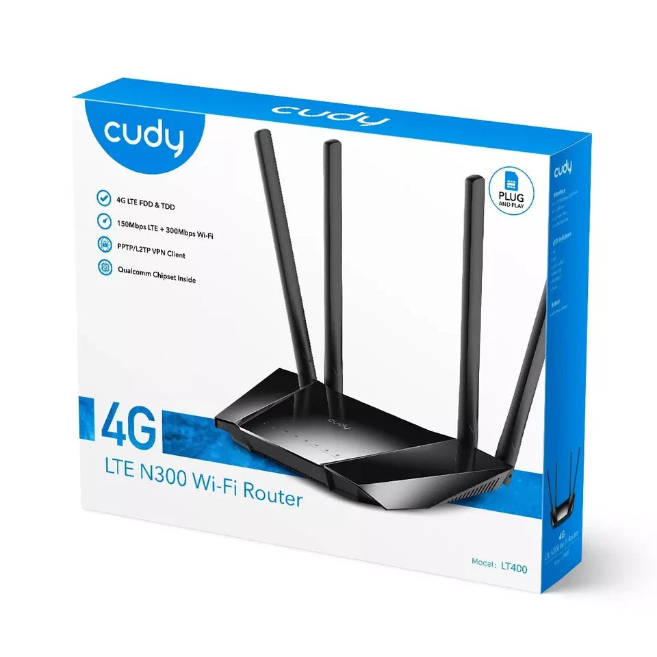 CUDY Router LT400 Up to 150/50Mbps LTE speed 300Mbps Wi-Fi smoother experience