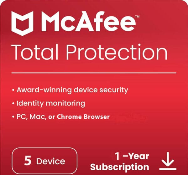 McAfee Total Protection 5 Device 1 Years Windows/Mac (Email Delivery) (Global Code)